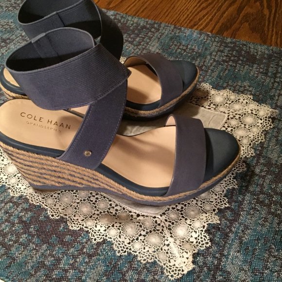 Cole Haan Cloudfeel Espadrille Wedge Sandal Blue Women's Size 7.5 - Picture 3 of 15